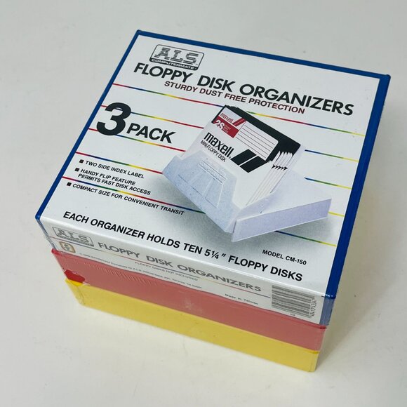 Vintage 3-Pack ALS Computermate Diskette Storage Box Floppy Disk Organizer - Picture 1 of 4